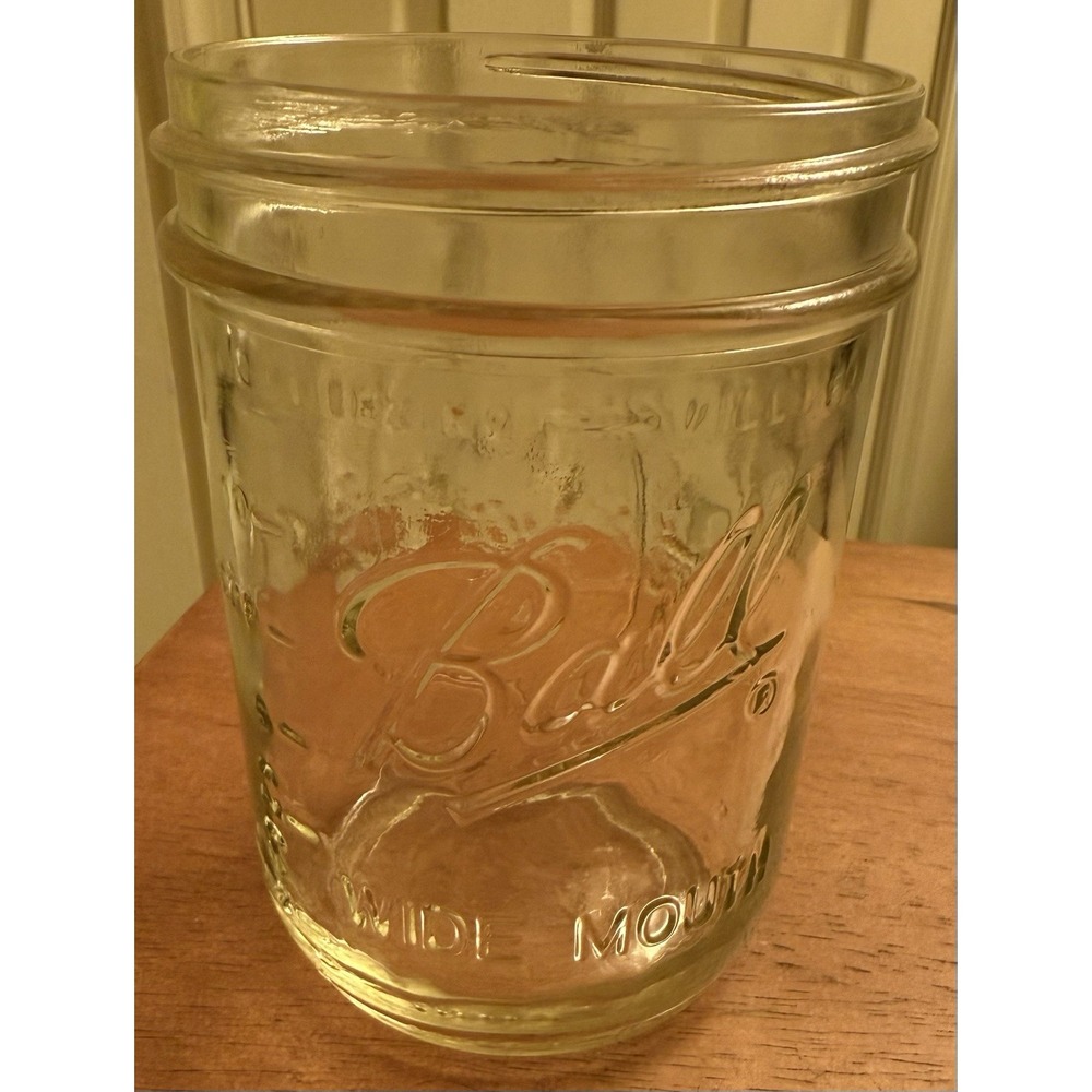 MASON BALL Vintage 12 Oz WIDE MOUTH Fruit Motif FREEZING Glass Canning JarNO LID